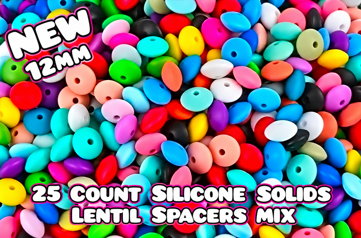 25 Count 12mm Silicone Lentil Spacer Bead Mix