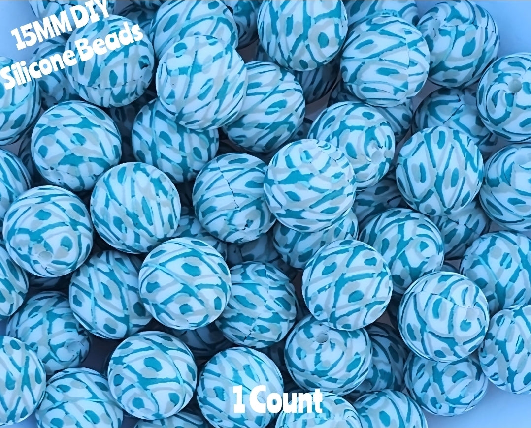 New 1 Count DIY Silicone Beads 15mm printed Emerald Weeve beadable accessories