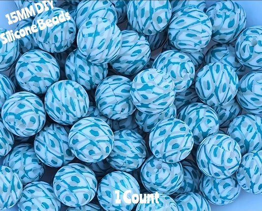 New 1 Count DIY Silicone Beads 15mm printed Emerald Weeve beadable accessories