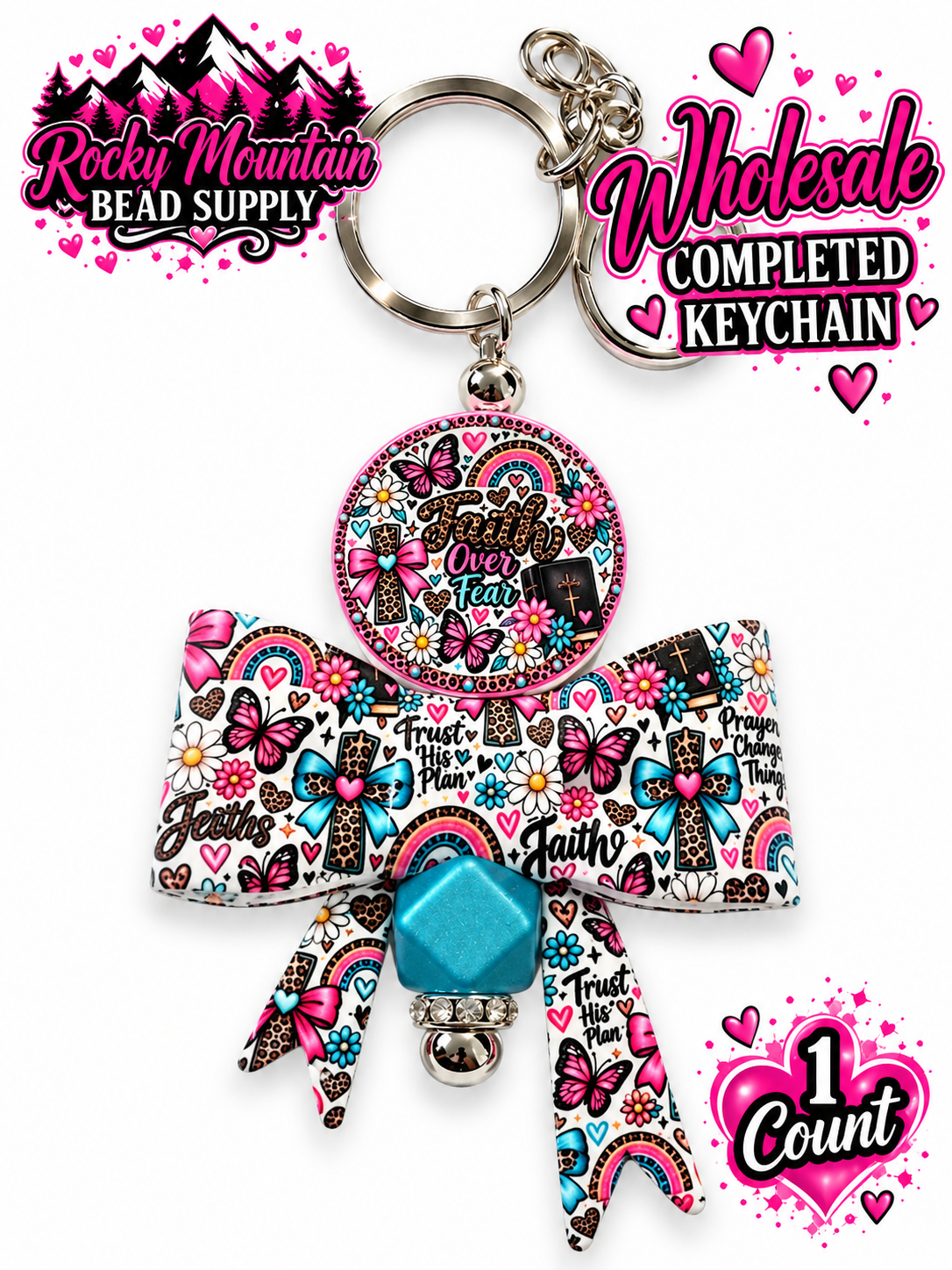 New 1 Count Completed Beadable KEYCHAIN Exclusive Design  Wholesale