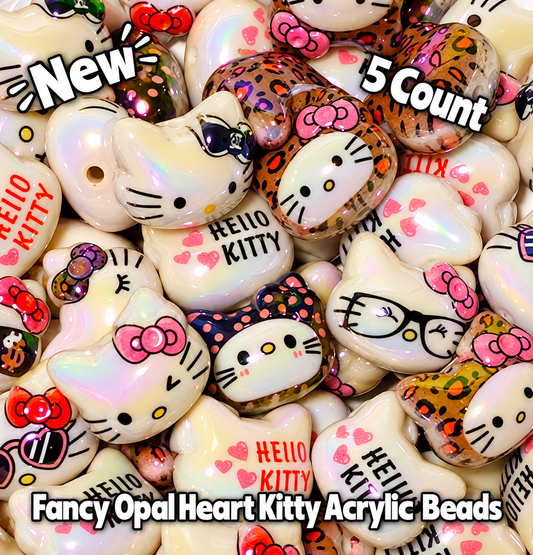 New 5 Count Fancy 24MM DIY Acrylic Beads Character Hello Kitty Craft Supplies