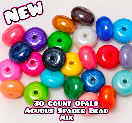 New Colors 30 Count Mix Colors 14mm Silicone OPAL Acubus Spacer Beads Mix Craft Supplies