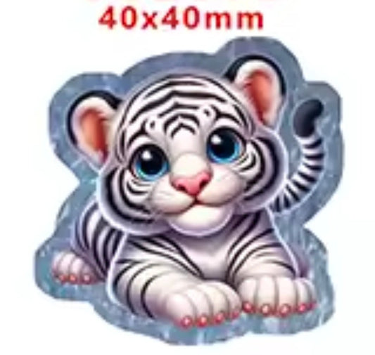 Glitter Acrylic Flatback- Acrylic Planer Resin Charm- Animal Tiger