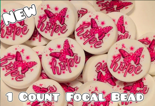 1 Count Focal Bead Printed Silicone Cancer Hope