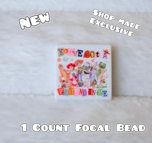 New 1 Count Focal Bead Toy Story You Got A Friend In me.  Pen is example bead only