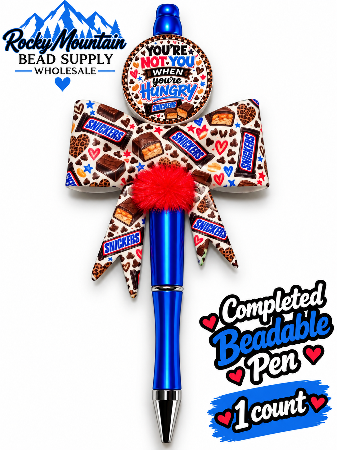 New 1 Count Completed Beadable Pen Exclusive Design  Wholesale Snickers
