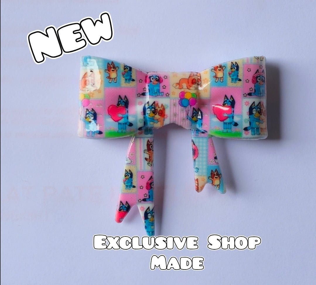 1 Count Character Bluey Large Silicone Bow Bead GLOSSY SHINY FINISH- Exclusive New Release