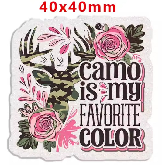 New 1 Count Glitter Acrylic Flatback Multiple Uses Acrylic Craft Supplies Camo