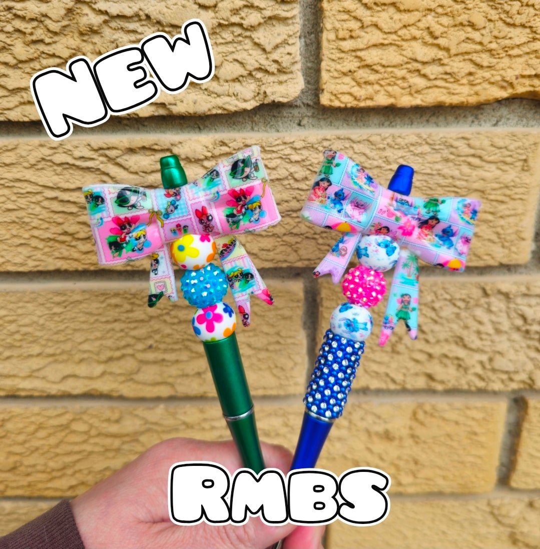 1 Count Custom Character Large Bow Beadable Pen Shop Exclusive Powder Puff Girls Lilo Stitch