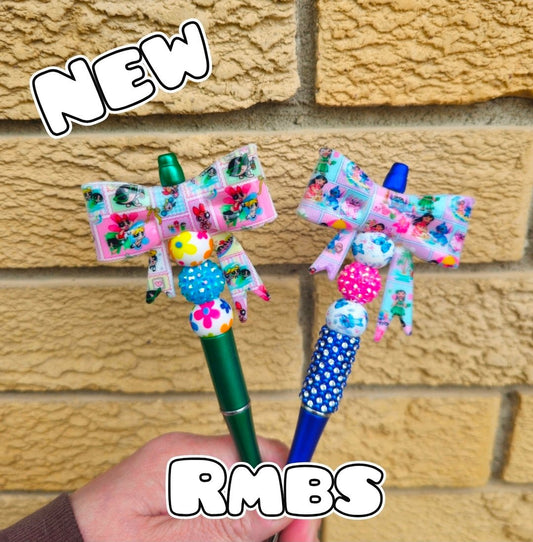 1 Count Custom Character Large Bow Beadable Pen Shop Exclusive Powder Puff Girls Lilo Stitch