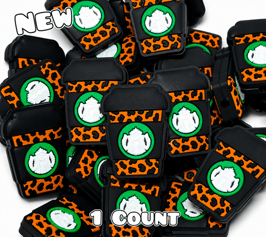 New 1 Count Starbucks Cup Leopard Focal Bead