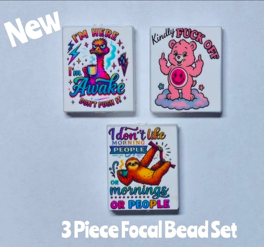 New 3 Count Sassy Focal Bead Set
