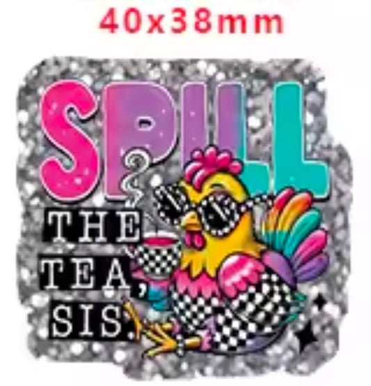 Glitter Acrylic Flatback- Acrylic Planer Resin Charm- Chicken