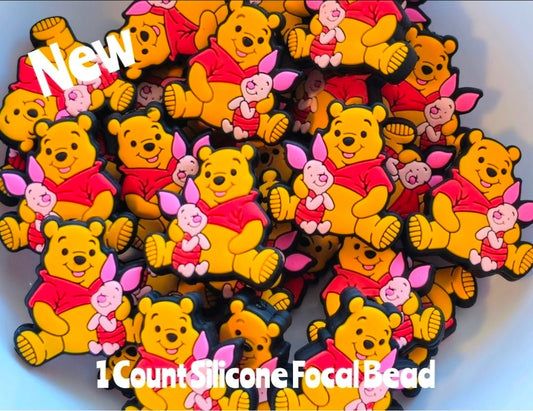 New 1 Count Focal Bead Pooh & Piglet