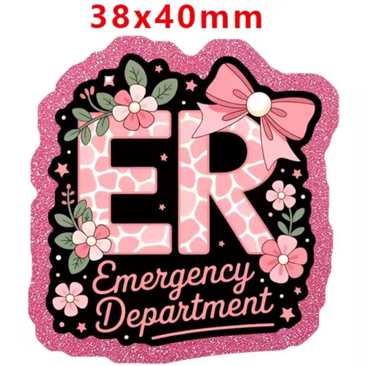 Glitter Acrylic Flatback- Acrylic Planer Resin Charm- Medical Emergency Department