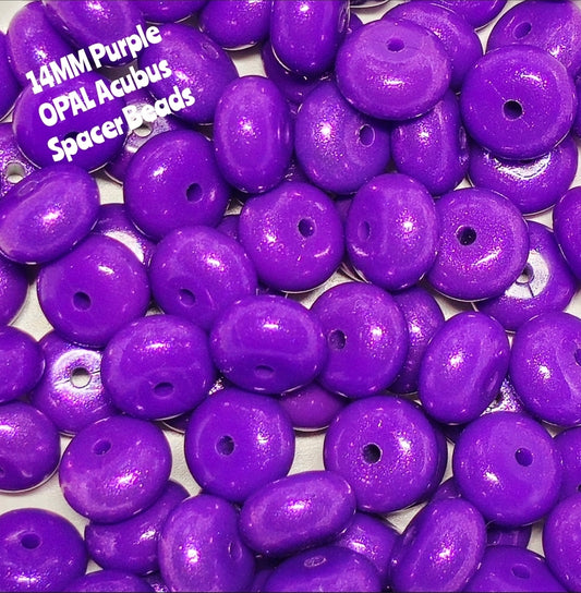 1 Count DIY 14 MM PURPLE Silicone OPAL Acubus Spacer Beads Craft Supplies