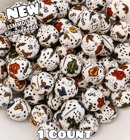New 1 Count DIY Silicone Beads 15mm printed Harry Potter