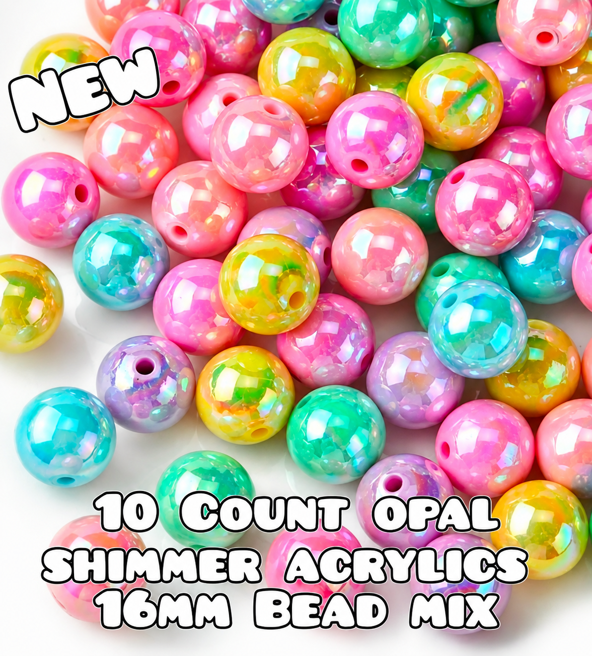 New Spring Colors OPAL ACRYLIC SHIMMER Beads Craft Supplies 16MM 10 Count MIX