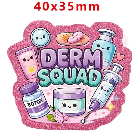 Glitter Acrylic Flatback- Acrylic Planer Resin Charm- Derm Squad