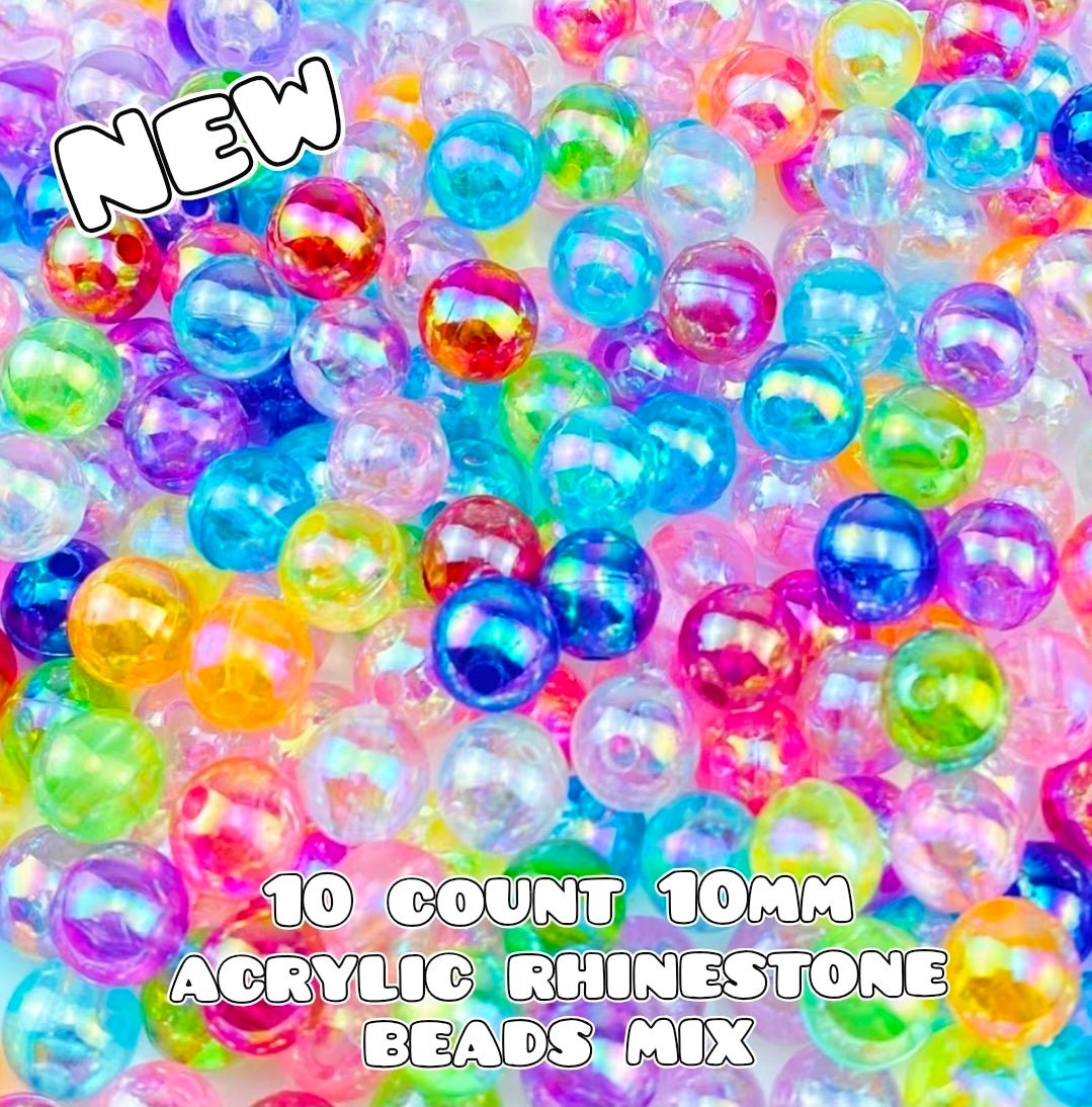 New 10 Count Acrylic 10mm Beads Multi Color Mix