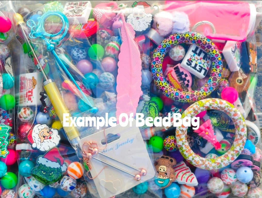 New November 2025 Mystery Bead BAGS 3.5 LBS of beads and accessories.  No 2 bags are the same! $100 plus Value! Each Bag will Receive a 8 count beadable pen pack while supplies last.