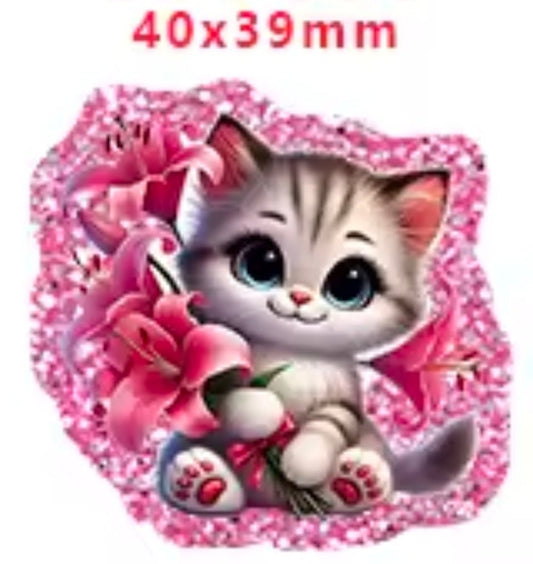 Glitter Acrylic Flatback- Acrylic Planer Resin Charm- Animal Cat
