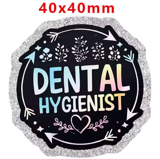 Glitter Acrylic Flatback- Acrylic Planer Resin Charm- Dental Hygenist