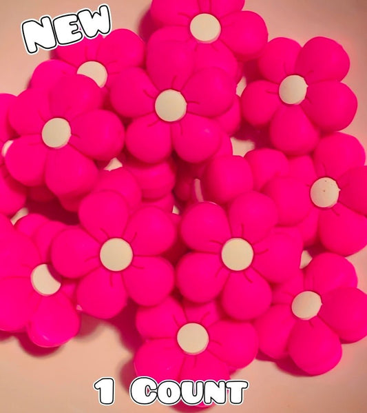 1 Count Focal Bead Pink Flower