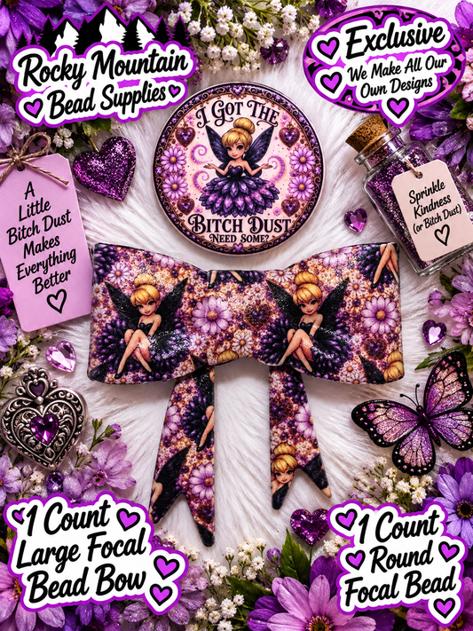 New Shop Exclusive 1 Count Large Silicone Bow 1 Count Focal Bead Round Sassy Fairy