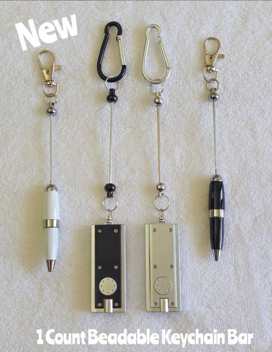 New 1 Count Beadable Keychain Pen Beadable Keychain Flashlight