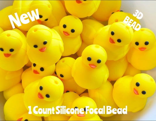 New Restock Popular Yellow 3D Silicone Duck Focal Beads 1 Count DIY Bead Supplies