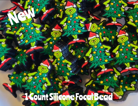 New Silicone Christmas Grinch Tree Focal Beads 1 Count DIY Bead Supplies