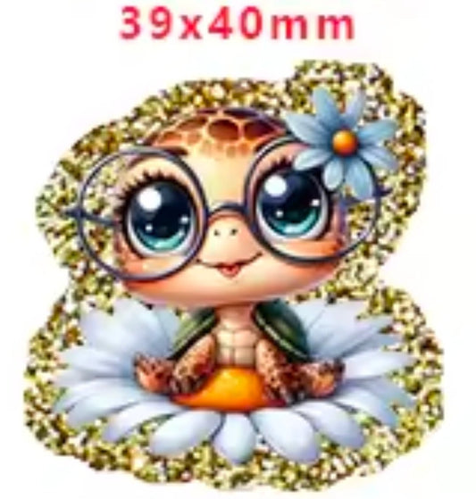 Glitter Acrylic Flatback- Acrylic Planer Resin Charm- Animal Turtle