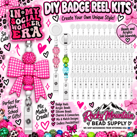 New 1 Count Beadable Badge Reels DIY Craft Supplies