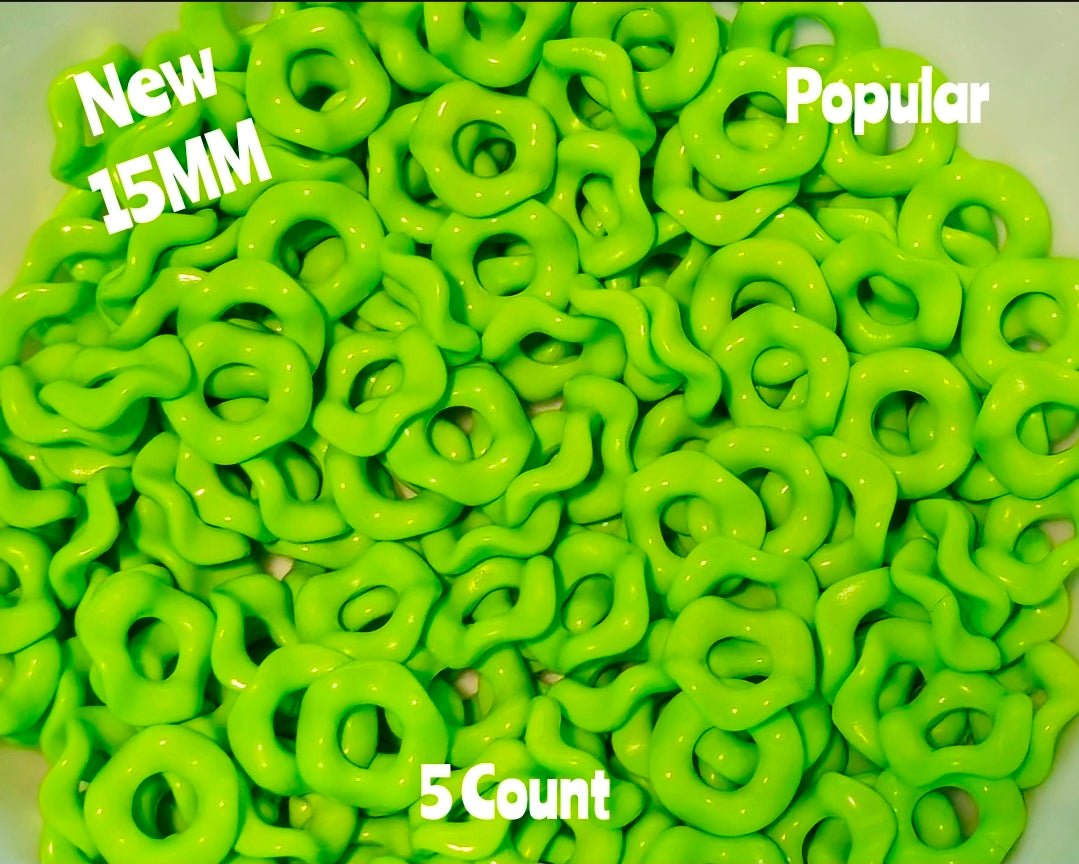 New Colors 15MM Popular Acrylic Large HOLE Wavy Spacers Beads 5 Count FITS ANY AND ALL BEADABLES