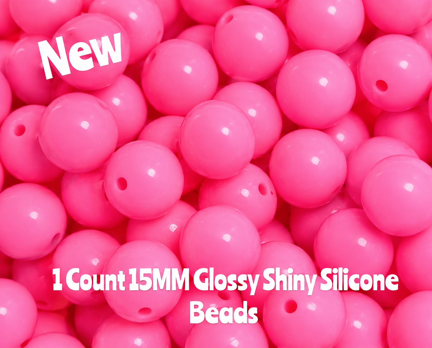15mm DIY Silicone Beads Glossy Shiny Solids 1 Count Quartz Pink