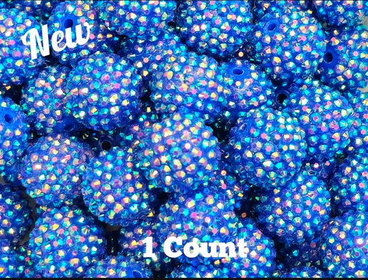 New Color 2 Size Options Acrylic Rhinestone Beads 1 Count UV Blue Shimmer