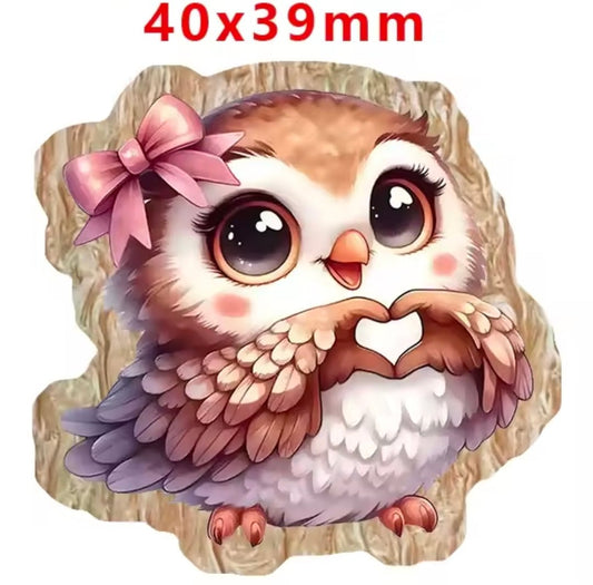 Glitter Acrylic Flatback- Acrylic Planer Resin Charm- Animal Owl