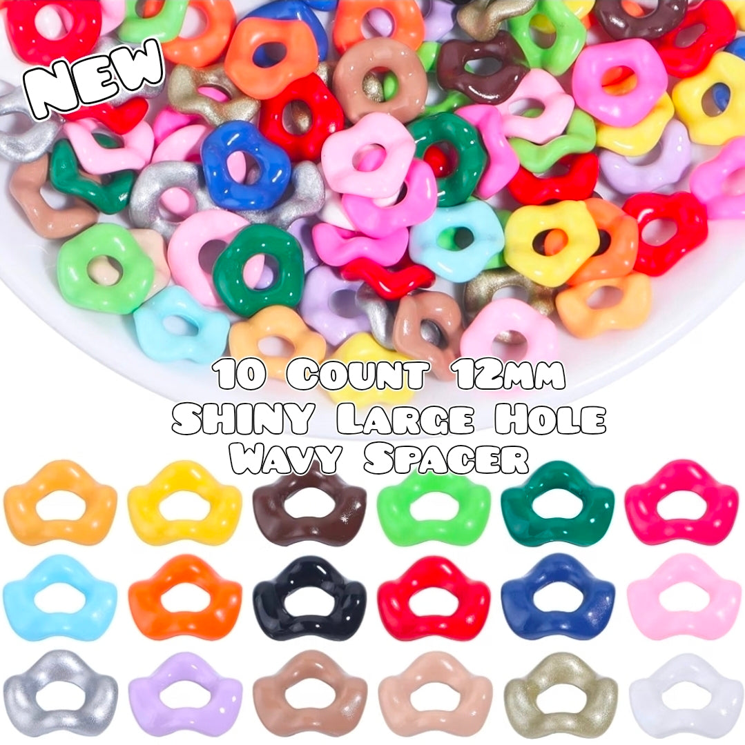 10 Count Large Hole Wavy Spacers 12mm