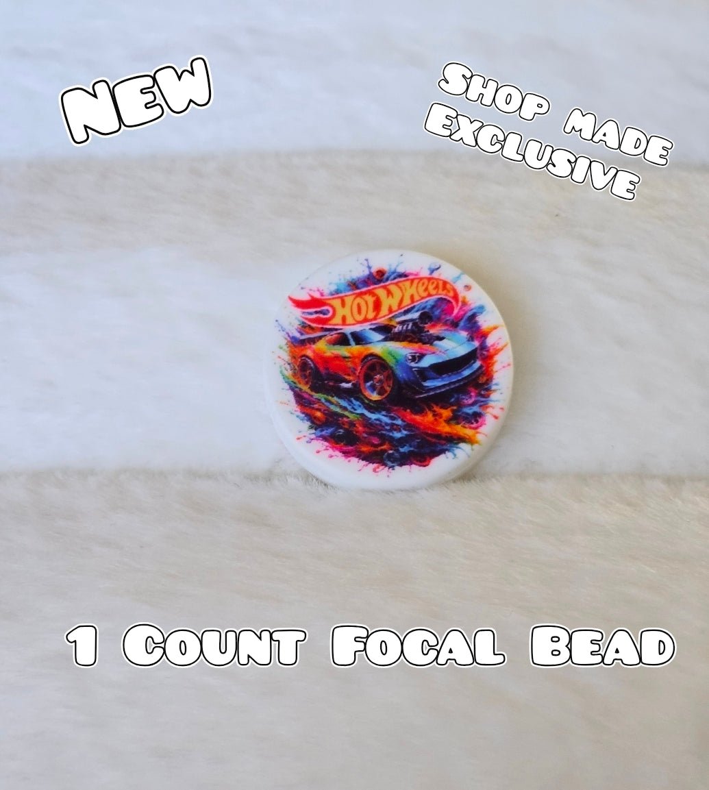 New 1 Count Focal Bead Hot Wheels. Pen is example bead only