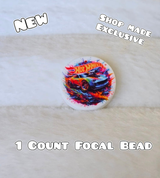 New 1 Count Focal Bead Hot Wheels. Pen is example bead only