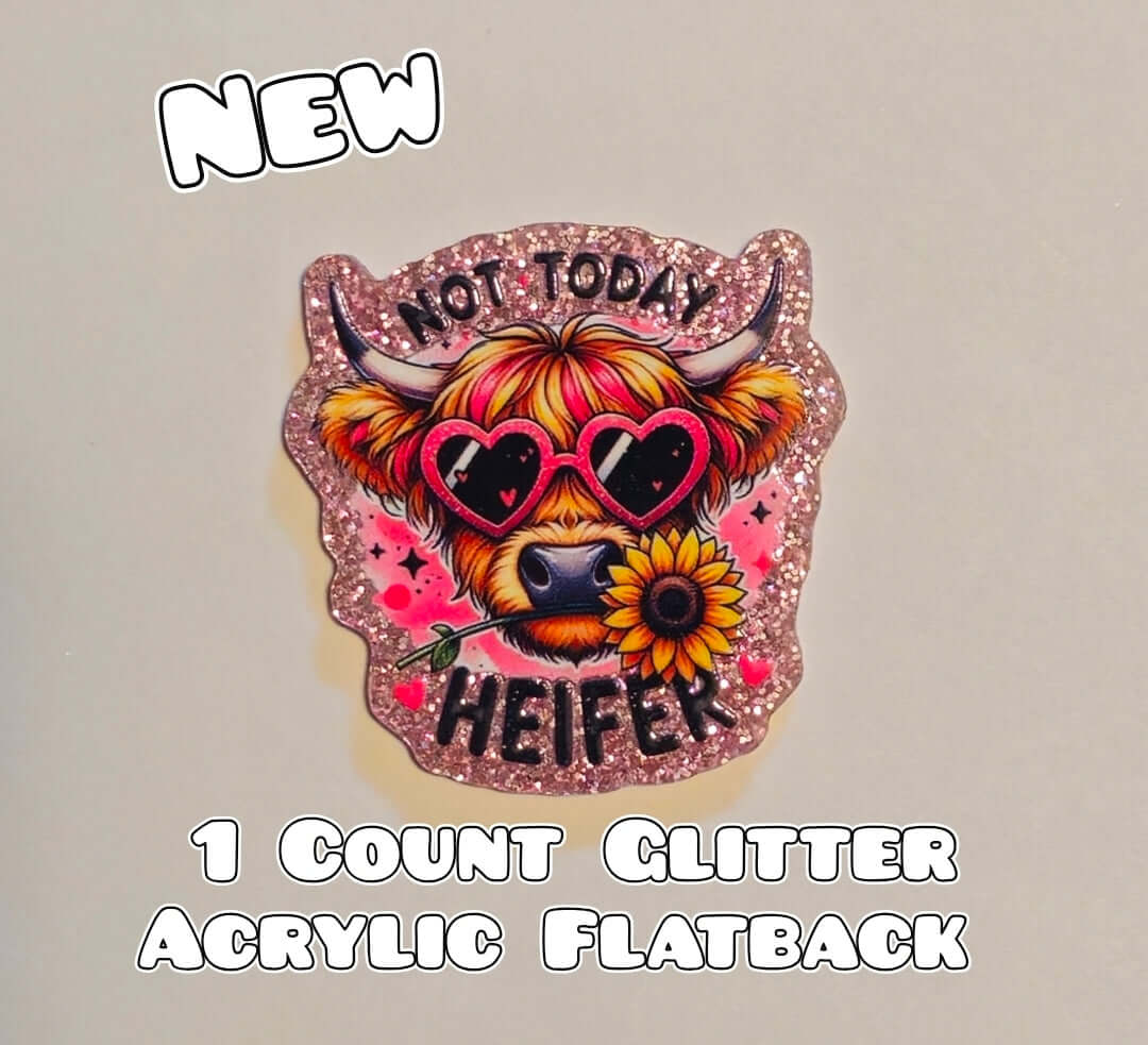 Glitter Acrylic Flatback- Acrylic Planer Resin Charm- Cow