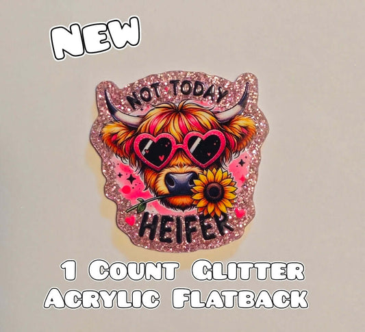 Glitter Acrylic Flatback- Acrylic Planer Resin Charm- Cow