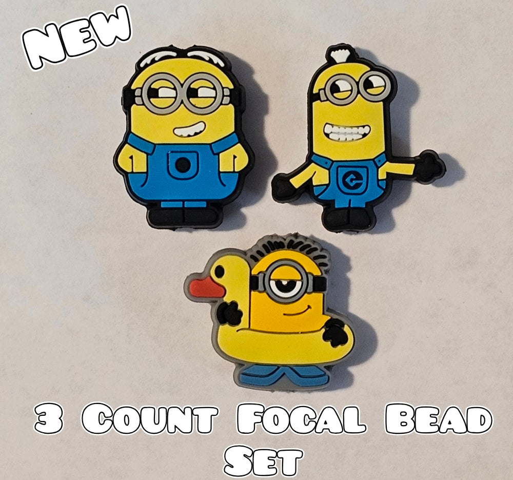 New 3 Count Focal Bead 3 piece minions set