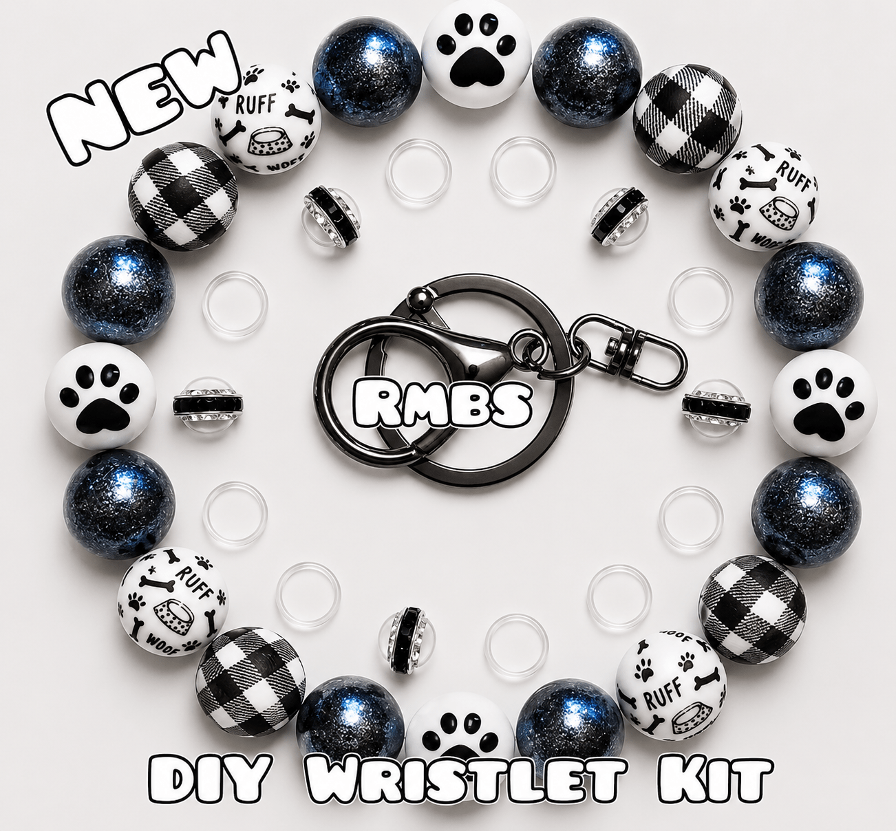 New 1 Count DIY Deluxe Beadable Wristlet Kit