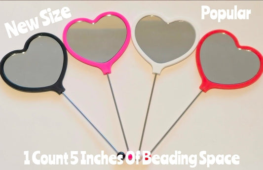 New 1 Count 5 Inch DIY Beadable Heart Mirrors Craft Supplies