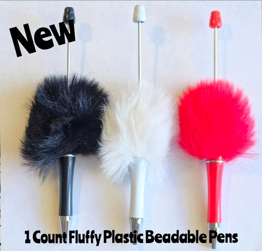 New 1 Count Fluffy Plastic Beadable Pen DIY Beadable Craft Supplies