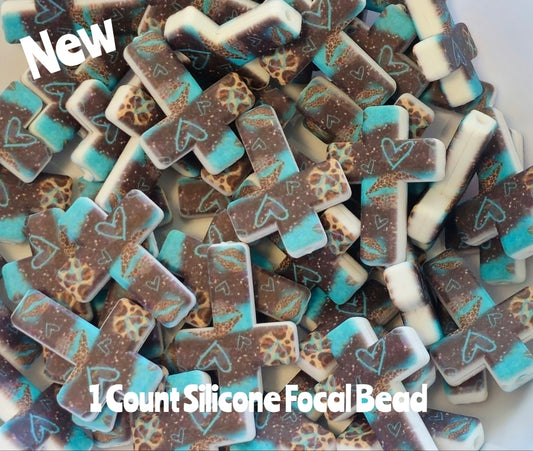 New Country Cross Hearts Focal Beads 1 Count DIY Bead Supplies