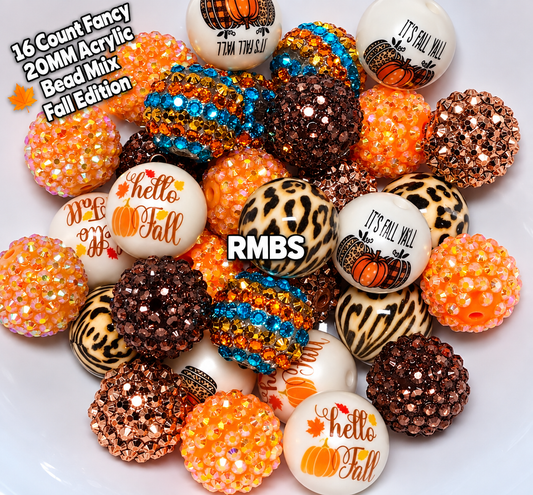 Shop Exclusive 16 Count 20MM DIY Fancy Rhinestone Fall Mix Acrylic Beads Craft Supplies