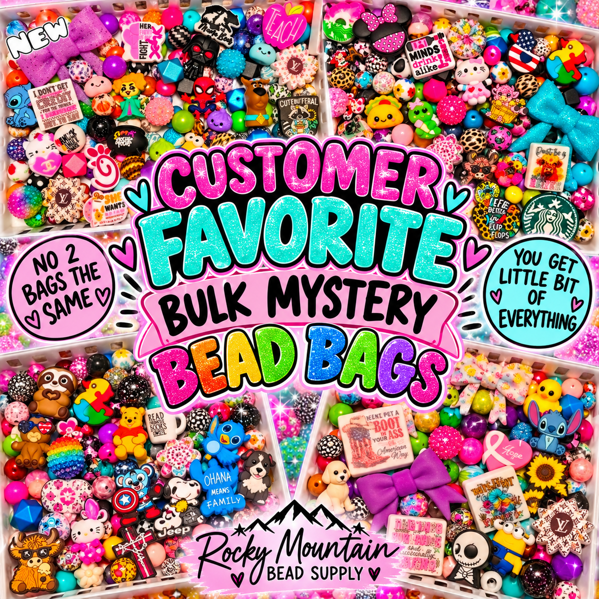 NEW! Updated every 10 days! You get so much for so little! Bulk Mystery Bead Bags Limited Quantites 200 plus pieces! NO 2 BAGS ARE THE SAME! HAND PICKED!